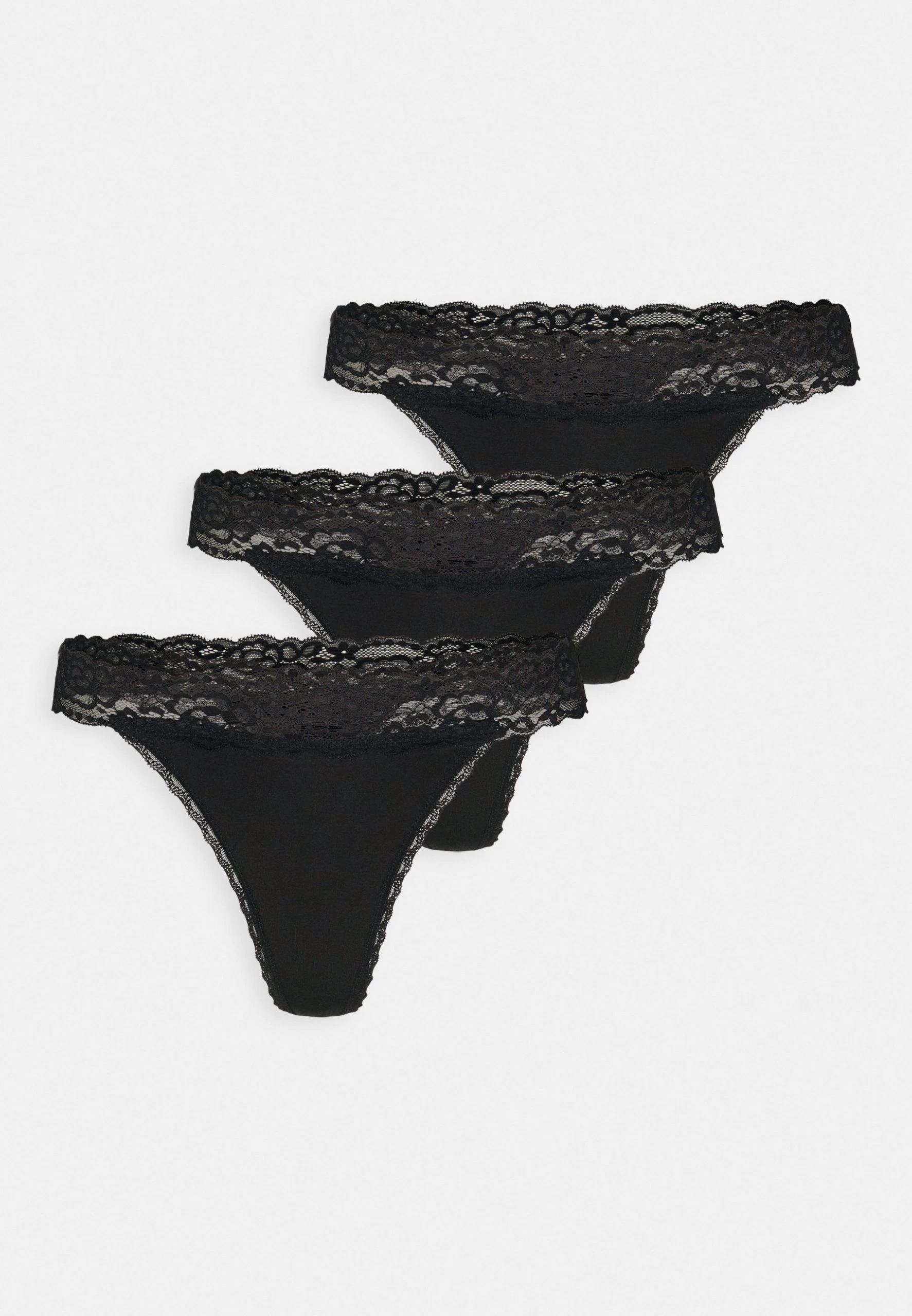 Anna Field 3 Pack Lace Trim Thong - String - Black 6 Anna Field 3 Pack Lace Trim Thong - String - Black â Image 4