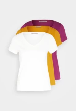 Anna Field 3 Pack - T-Shirt Basique - Dark Yellow/Purple/White -Anna Field Magasin 23df2abe76ef48529413e69d385446ee