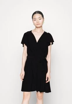 Frilled Cap Sleeves Flared Dress - Robe En Jersey - Black