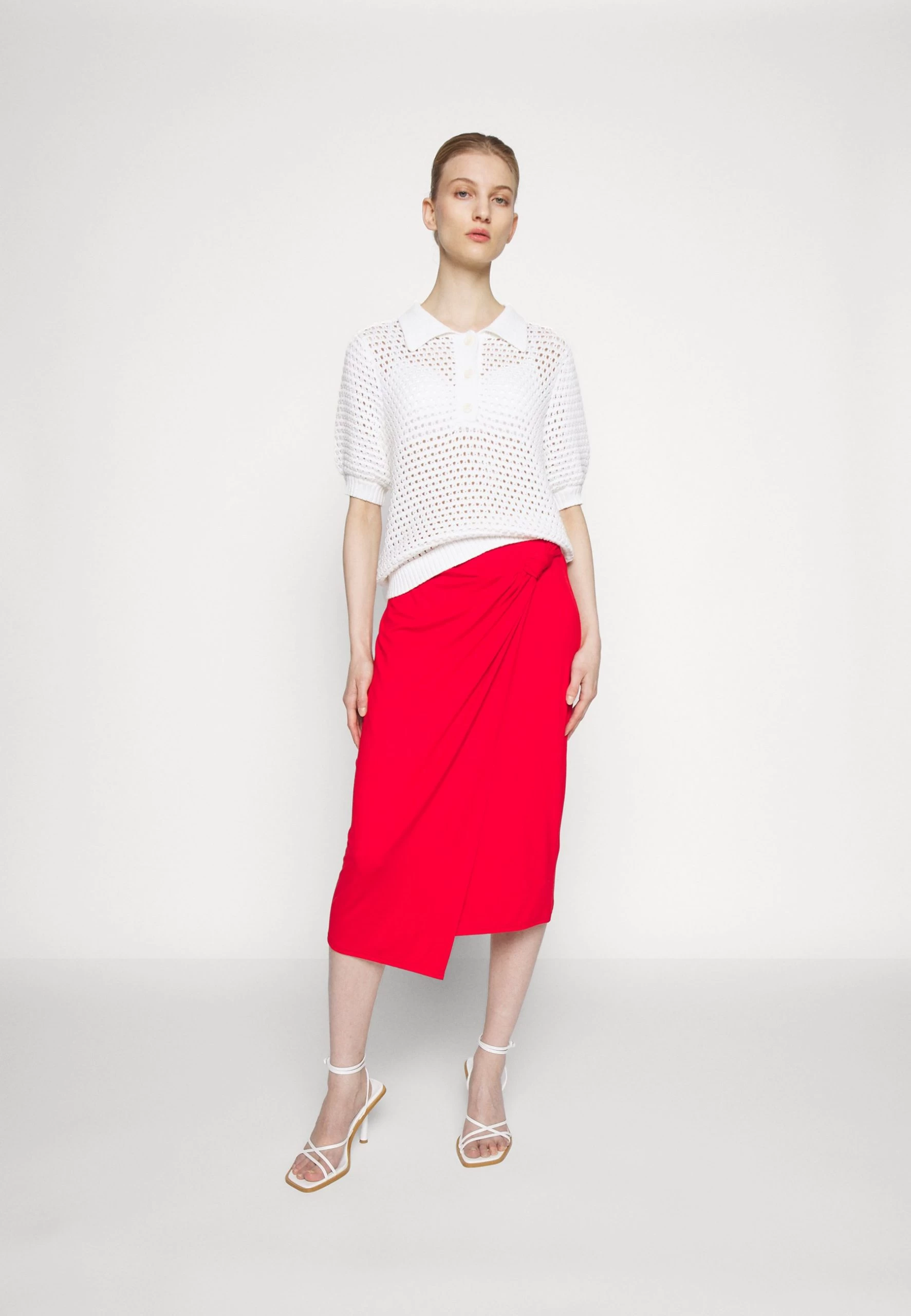 Anna Field Front Knot Midi Skirt - Jupe Crayon - Red 7 Anna Field Front Knot Midi Skirt - Jupe Crayon - Red – Image 5