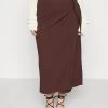 Curvy Textured Sarong Midi Skirt - Jupe Portefeuille - Brown -Anna Field Magasin 95c6d4373d704528821c7d350019a755